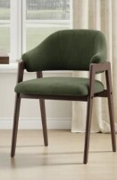 Corrigan Studio Modern Minimalist Upholstered Linen Dining Armchair with Solid Wood Legs in Green New in Box $399