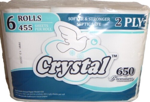 Crystal 2 ply Bathroom Tissue Roll, 6-Pack New