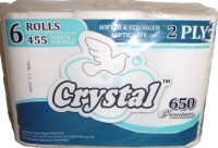 Crystal 2 ply Bathroom Tissue Roll, 6-Pack New