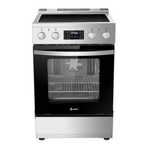 Lanbo 24 in. 4 Burner Elements Freestanding Electric Range in Stainless Steel with Air Fry, Rotisserie and True Convection $1099