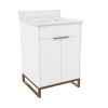 CosmoLiving Leona 24" Bathroom Vanity with Top in White with Gold Metal, New in Box $799