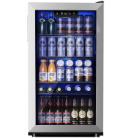 Simzlife 17.3'' W 130 Cans (12oz.) 3.3 Cubic Feet Freestanding Beverage Refrigerator with Glass Door, New $499