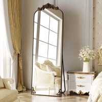 House of Hampton Jovitah Aluminium Frame Arch Freestanding Mirror, Bronze, New in Box $299