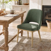George Oliver Chenille Upholstered Dining Chair With Solid Wood Legs, Green $499