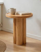 Soren Natural Wood Round Solid Wood End Table, Natural Finish, 17" x 17" x 21.46" New In Box $199