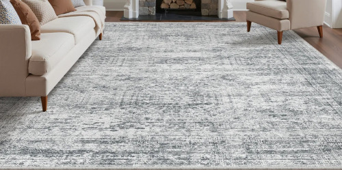 Bungalow Rose Non-Slip Washable Stain Resistant Area Rug For Living Room Bedroom Dining Room - Grey 8'X10' New $299