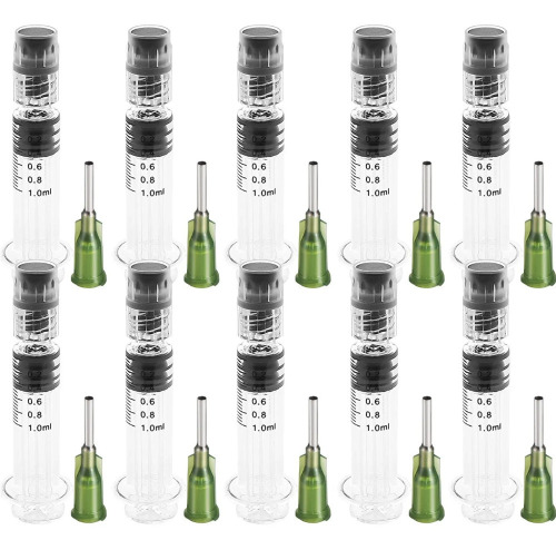 VEVOR 100 PCS Borosilicate Glass Luer Lock Syringe, 1mL, Reusable Glass Syringes with 14 Ga Blunt Tip Needles, for Lab, Vet, Craft, Art, Thick Liquids, Oil, Gel, Ink, Glue, Non Hypodermic New In Box $99