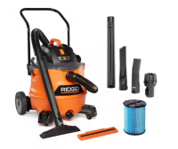RIDGID 16 Gal. 6.5 Peak HP NXT Shop Vacuum Wet Dry Vac with Cart, Fine Dust Filter, Hose and Accessory Attachments HD1800 On Working $299