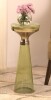 Albany Living Modern Decorative Round Drink Table with Glass Base and Top with Gold Metal Accent, Martini, Gold Pedestal Table, Tall Side Table, Small Space end Table, for Living Room & Bedroom, Green, Assembled New In Box $299