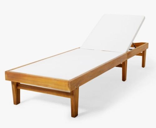 Millwood Pines Gunnarr 78.25" Long Reclining Acacia Single Chaise Lounge $399