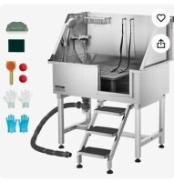 VEVOR 38 Inch Stainless Steel Dog Washing Station, Pet Grooming Tub with Hot & Cold Faucet, Showerhead, Home Wash Sink, Fits Small and Medium Cats and Dogs, Non-Slip Stairs (Right Door) New in Box $999