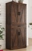Gracie Oaks 72" Farmhouse Kitchen Pantry Cabinet,4 Barn Doors, Storage Cabinet New in Box $499