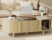 East Urban Home 41" Lift Top Coffee Table, Oval Coffee Tables With Sliding Door And Hidden Storage For Living Room New in Box $399