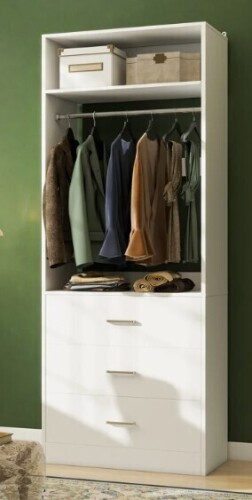 Aheaplus Freestanding Small 24" Closet System With 3 Wood Drawers New in Box $399