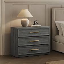 SICOTAS Crescent Collection 3-Drawer Nightstand in Dark Grey Oak New Open Box $399