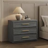 SICOTAS Crescent Collection 3-Drawer Nightstand in Dark Grey Oak New in Box $399