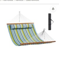 VEVOR Double Quilted Fabric Hammock, 12 FT Double Hammock with Hardwood Spreader Bars, 2 Person New in Box $299