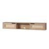 Walker Edison Destin Modern Rattan Flip-Down-Door Wall-Mounted Floating TV Stand for TVs up to 65 Inches, 58 Inch, Coastal Oak New in box $299