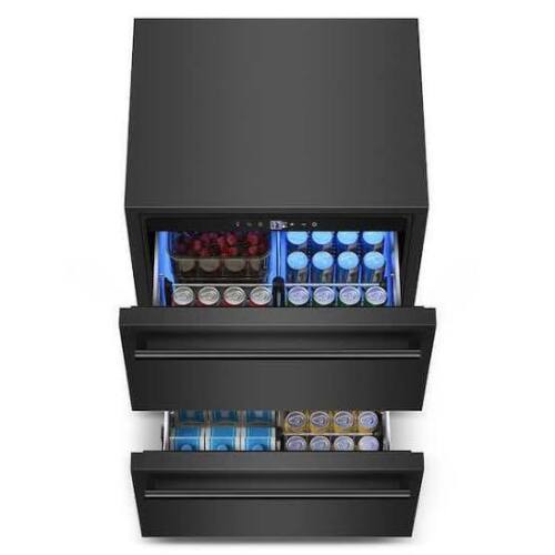 Nipus 23.42 in. 250 Plus Cans Single Zone 2-Drawer Built-in Beverage Cooler with 2-Swivel Casters in Stainless Steel New Floor Model On Working $1299