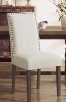 Winston Porter Syriyah Vintage 6" Thick Seat Linen Parsons Dining Chairs with Nailhead Trim Solid Wood Legs New in Box $399