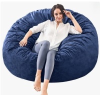 Trule Memory Foam Filled Bean Bag Chair with Soft Removeable Cover in Navy New in Box $299