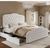House of Hamptons Maber Upholstered Queen Bed with 4 Drawers, Storage Platform Bed with 2 Bedside Tables , Velvet Wingback Bed, No Boxing Spring Needed, Beige New in Box $899