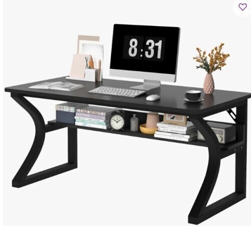 Inbox Zero Antawan Commercial Grade Office Computer Desk and Home Office Desk in Black $399