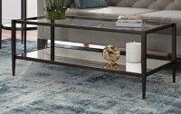 Hudson & Canal Hera 45" Wide Rectangular Coffee Table with Mirror Shelf in Blackened Bronze New in Box $399