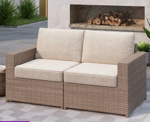 Latitude Run Amberson Fully Assembled 58.2'' Wide Outdoor Wicker Patio Sofa Loveseat with Cushions new in box $899