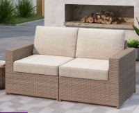 Latitude Run Amberson Fully Assembled 58.2'' Wide Outdoor Wicker Patio Sofa Loveseat with Cushions new in box $899