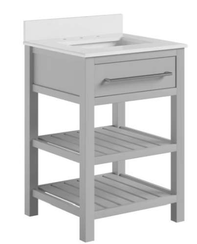 DHP Camden 24" Bathroom Vanity, Gray with Silver Towel Rack new in box $499