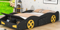 Zoomie Kids Abdullbasit Twin Size Race Car-Shaped Platform Bed with Wheels new in box $499