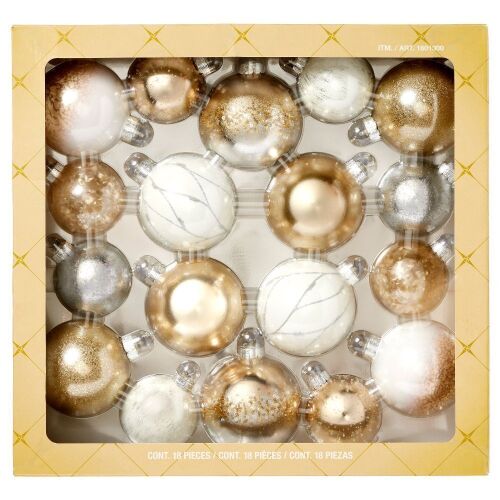 Kirkland Signature Glass Ornaments 18-Piece Set New In Box $79