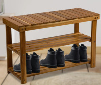 Millwood Pines 3-Tier Solid Wood Shoe Rack New In Box $199