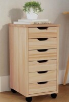 Wade Logan&reg; Carrena Solid Wood 6 Drawer Rolling Storage Cart New In Box $299