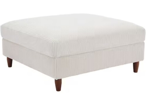 Uixe 38 in. Beige Corduroy Fabric Square Ottoman with Wood Legs New In Box $299