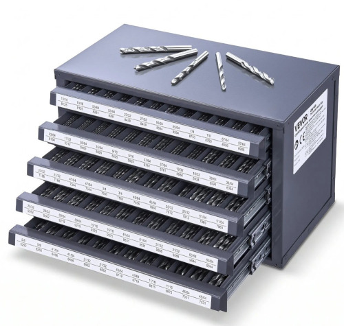 VEVOR Drill Bit Dispenser Cabinet, Five-Drawer Drill Bit Organizer Cabinet for 33/64" to 63/64" Steel Drill Dispenser Organizer Cabinet with Labels, Stackable Drill Dispenser for Drill Bit Storage New In Box $199