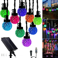 Galavasen Outdoor Solar String Lights Globe Multicolor Fairy USB for Patio 39.4FT Pineapple Crystal Globe Fairy String Lights USB Plug 8Modes Color Changing Garden Patio Christmas Indoor Outdoor Decor New In Box $79