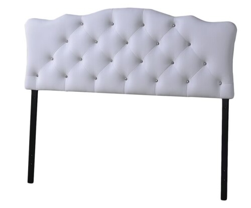 Baxton Studio Full Size Rita Modern And Contemporary Faux Leather Upholstered Button-Tufted Scalloped Headboard White $299