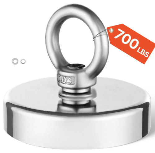 VEVOR Fishing Magnet, 700 LBS/318 Kg Pulling Force Super Strong Neodymium Fishing Magnet, Rare Earth Magnet with Handle Diameter 2.36 in/60 mm for Retrieving in River, Magnetic Fishing, Heavy Hanging New $79