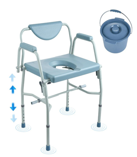 VEVOR Commode Chair, Bedside Commode with Drop-Down Arms and Detachable Backrest, 5-Level Adjustable Height, 7L Removable Bucket, Easy to Assemble, 1000LBS Capacity, Portable Toilet for Adults Seniors New In Box $299