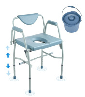 VEVOR Commode Chair, Bedside Commode with Drop-Down Arms and Detachable Backrest, 5-Level Adjustable Height, 7L Removable Bucket, Easy to Assemble, 1000LBS Capacity, Portable Toilet for Adults Seniors New In Box $299