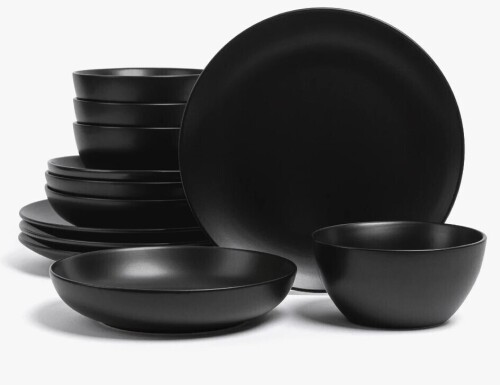 over&back Coupe 12-Piece Semi Hand-Finished Stoneware Dinnerware Set New In Box $199