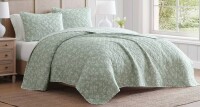 Martha Stewart 3-Piece King Quilt Set French Bird Floral Green New In Box $299