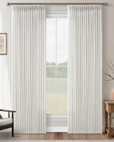 Latitude Run&reg; Thick Linen Fabric Memory Trained Pinch Pleated Solid Farmhouse Semi Sheer Curtain 2 Panels, 50" W x 108" L New $99