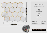 Diflart Peel and Stick Backsplash Tile, PVC Hexagon Wall Tiles Stick on Backsplash for Kitchen, Bathroom New In Box $99