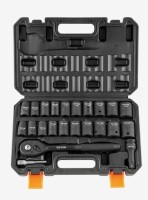 VEVOR Impact Socket Set with 1/2" Drive, Comprising 23 Pieces in SAE (7/16" -1") & Metric Measurements, 6 Point Cr-V Alloy Steel, Ideal for Car Maintenance, Includes Ratchet Handle and Durable Storage Case New In Box $89