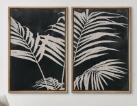 IDEA4WALL Black White Palm Tree Leaf Minimalist Artwork Neutral Decor Framed Canvas 2 Pieces Print Wall Art, 20" x 40" (x2) New In Box $299