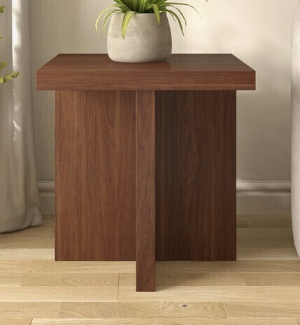 Wade Logan Elna 22" Wide Square Side Table in Satin Walnut New In Box $299