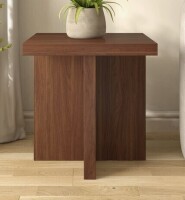 Wade Logan Elna 22" Wide Square Side Table in Satin Walnut New In Box $299